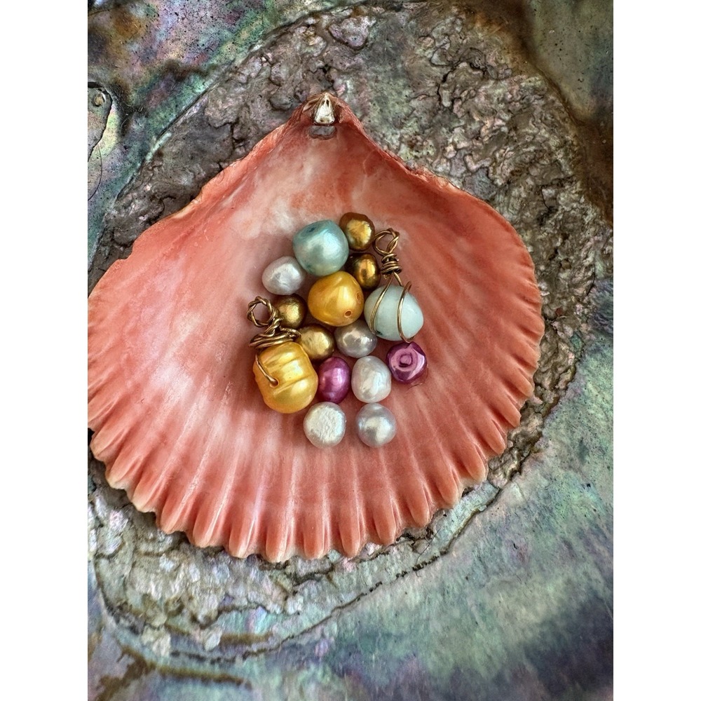 Lot of Freshwater Pearls Lustrous Colors Button Drilled Some Charms #2